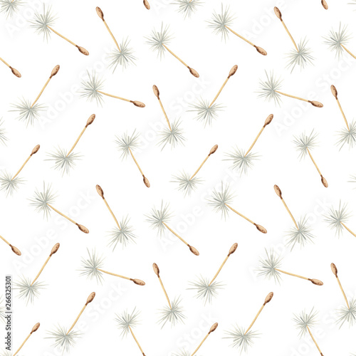Watercolor seamless pattern with dandelion seeds. Texture for wallpaper  scrapbooking  fabrics  textiles  clothing  packaging  prints.