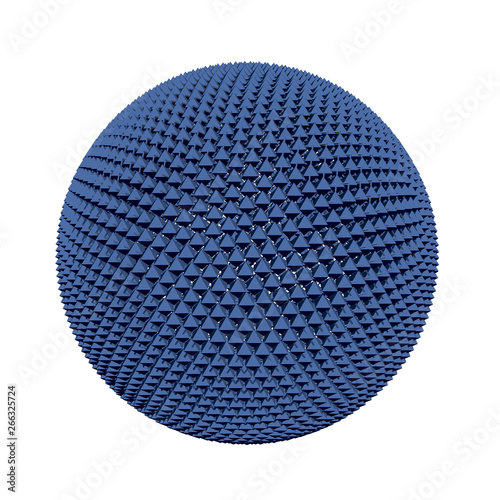 Blue sphere consisting of polygons. 3D. Vector illustration.
