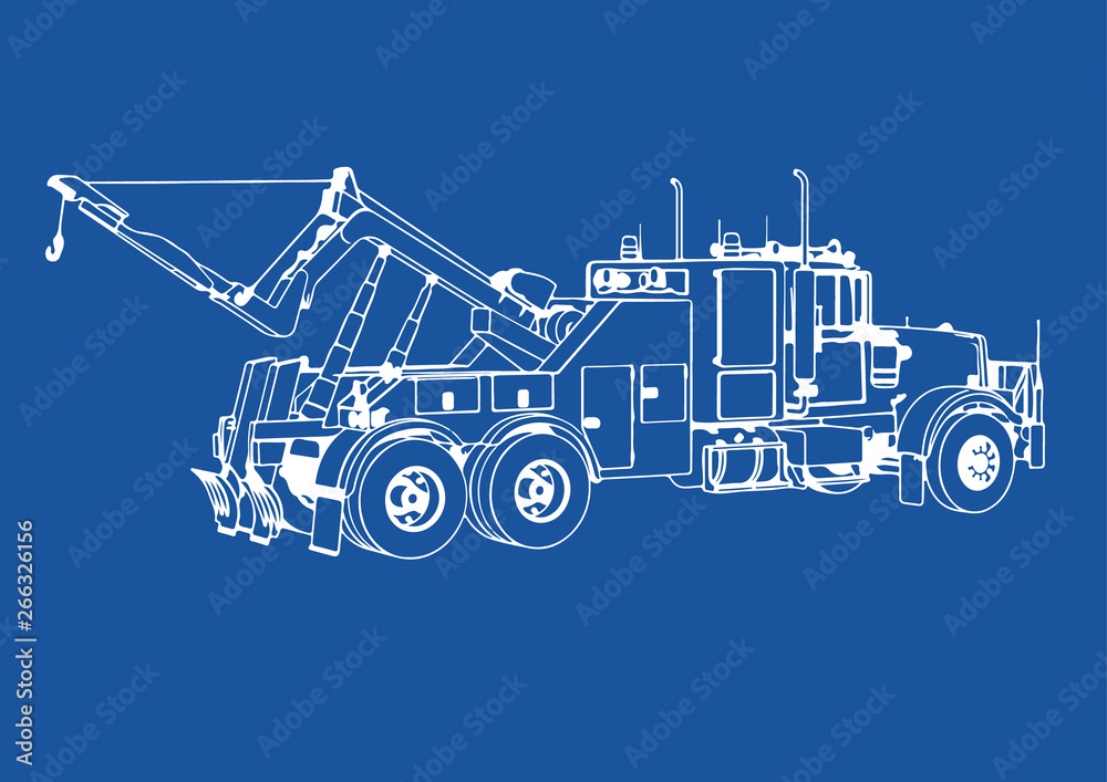 drawing isolated road truck vector on blue background