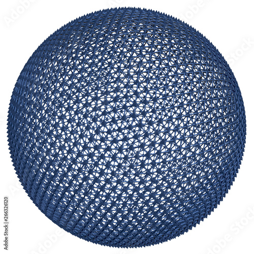 Blue sphere consisting of polygons. 3D. Vector illustration.