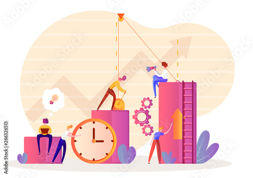 the team is working on growing the business, good business management improves all performance, vector illustration for web sites and landing pages