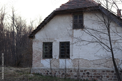 Broken windows on the old mountain house