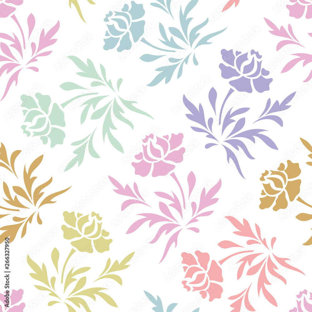 Pastel Stencil Vector seamless pattern background. Perfect use for wallpaper, gift-wrap, fabric, scrap-booking and on many more surfaces.