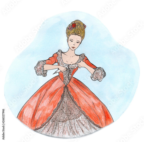 Princess with spindle, illustration of Sleeping Beauty