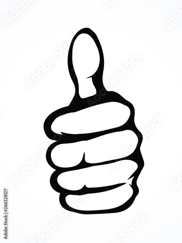 Thumb up. The sign is excellent. Vector drawing