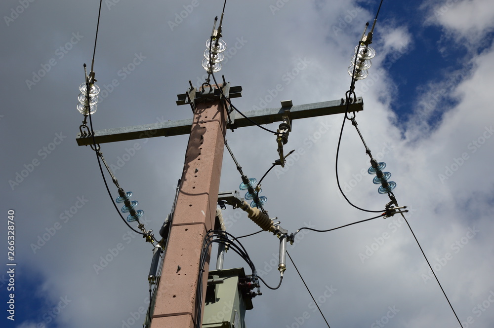 A current transformer on a power pole A current transformer on a power pole