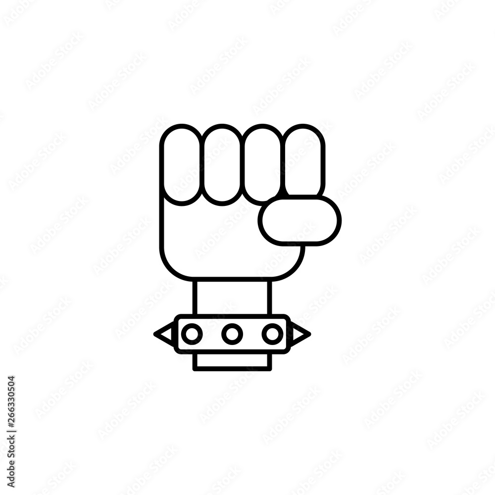 rock, hand, fist, bracelet icon. Element of rock and roll icon. Thin line icon for website design and development, app development. Premium icon rock, hand, fist, bracelet icon. Element of rock and roll icon. Thin line icon for website design and development, app development. Premium icon