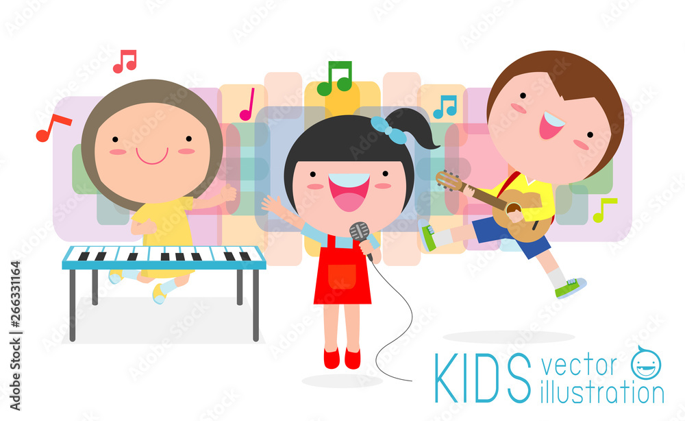 Kids playing music children musical instruments Vector Image