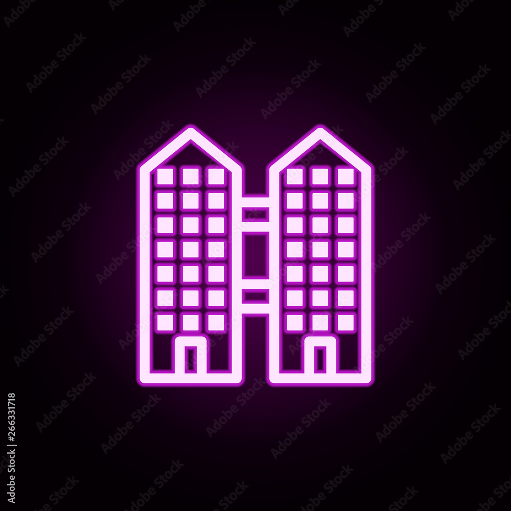 building bussines centre neon icon. Elements of building set. Simple icon for websites, web design, mobile app, info graphics