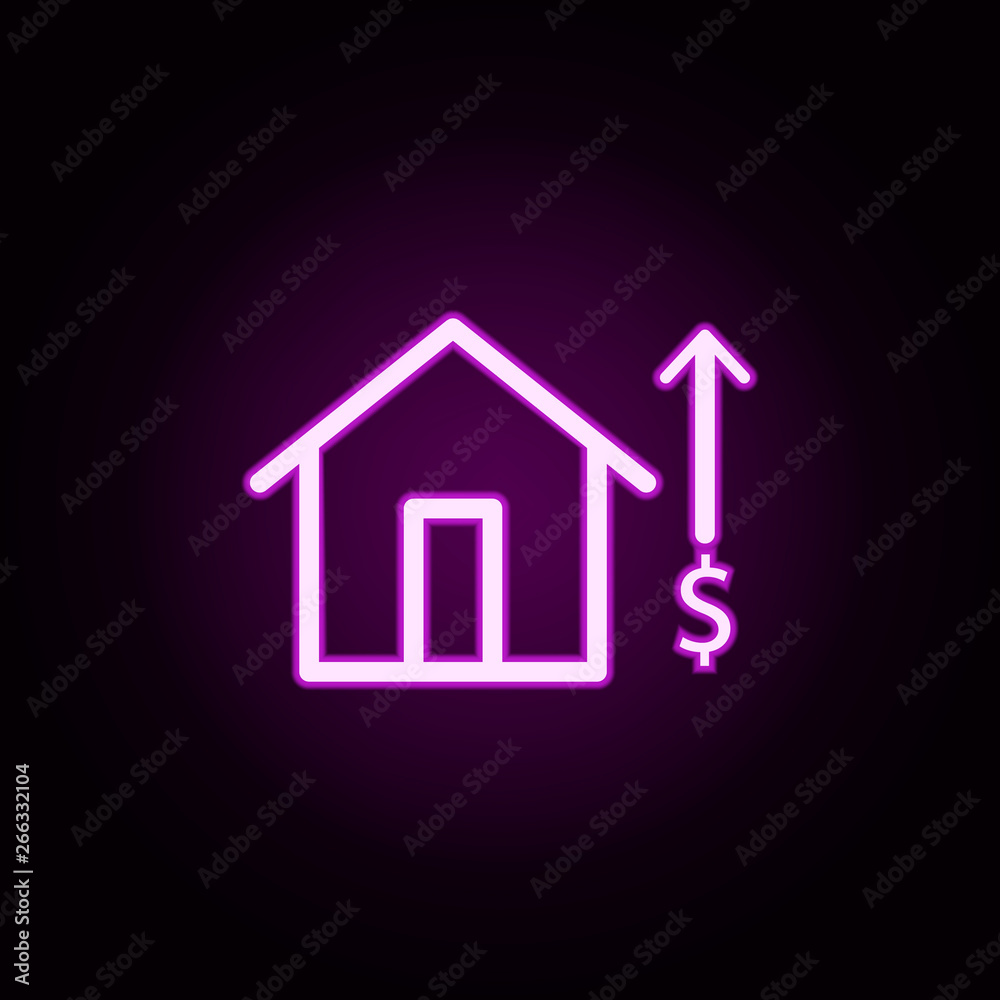 real estate price upwards neon icon. Elements of building set. Simple icon for websites, web design, mobile app, info graphics real estate price upwards neon icon. Elements of building set. Simple icon for websites, web design, mobile app, info graphics