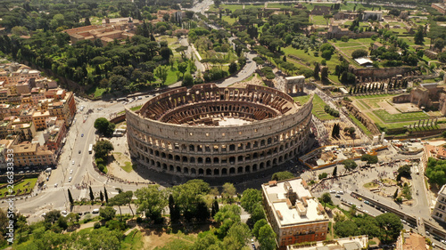 Bilde på lerret Aerial view on the Coliseum, Rome, Italy