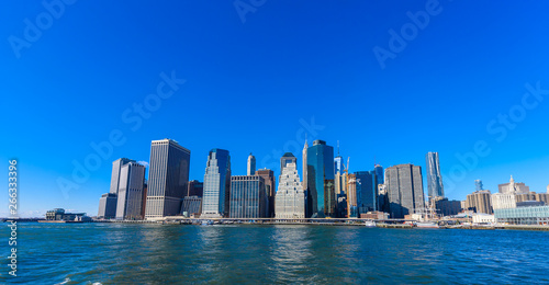 New York Skyline - View from East Side River to Manhatten - USA