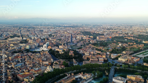 Aerial view of Rome  Italy. Coliseum. Bird   s eye view of Italian ancient city.