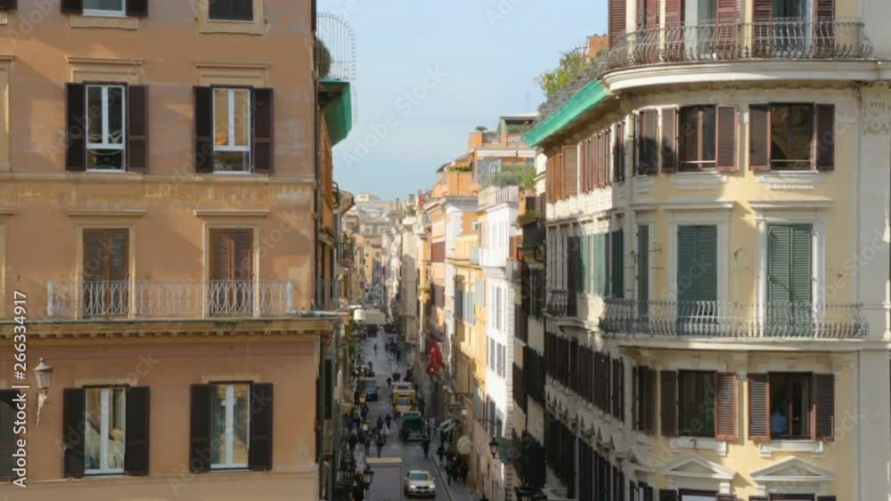 Narrow Rome street view from above, Italy Narrow Rome street view from above, Italy