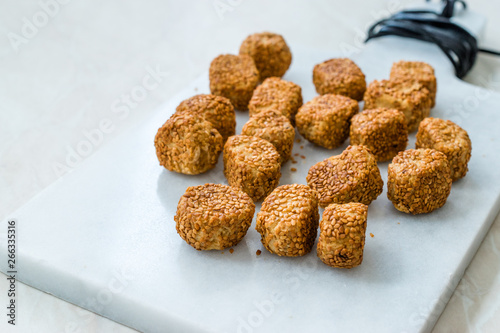 Turkish Salty Bakery Bagel Balls Kahke Simit with Sesame Seeds / Salted Snacks photo