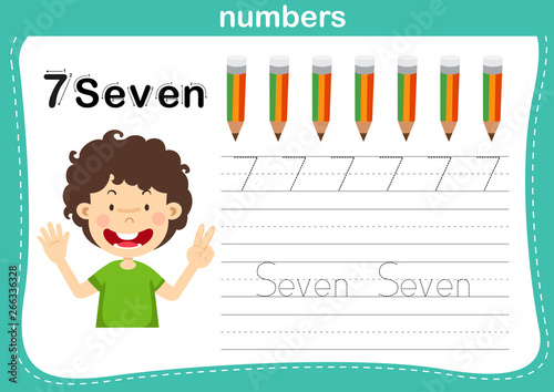 Connecting dot and printable numbers exercise for preschool and kindergarten kids illustration, vector