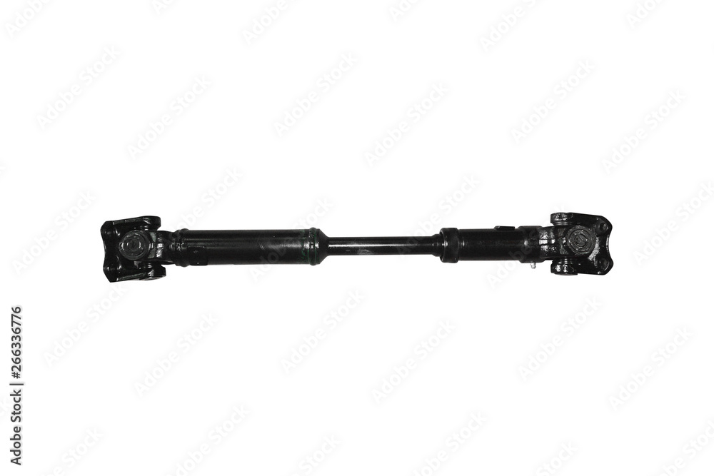 Car driveshaft. Car driveshaft isolated on white background. Detail of the car. Car driveshaft. Car driveshaft isolated on white background. Detail of the car.