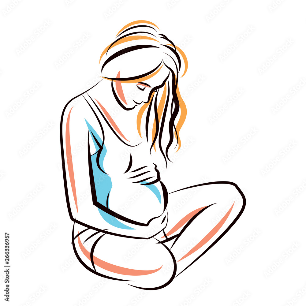 Pregnant woman elegant body silhouette, sketchy vector illustration. Love and gentle feeling concept. Mother Day. Pregnant woman elegant body silhouette, sketchy vector illustration. Love and gentle feeling concept. Mother Day.