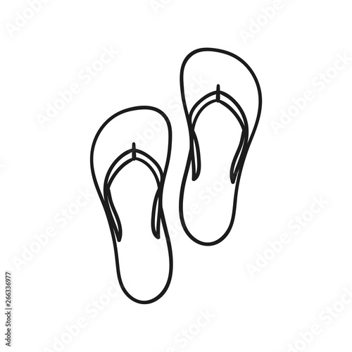 Drawn outlined icon of a summer slippers