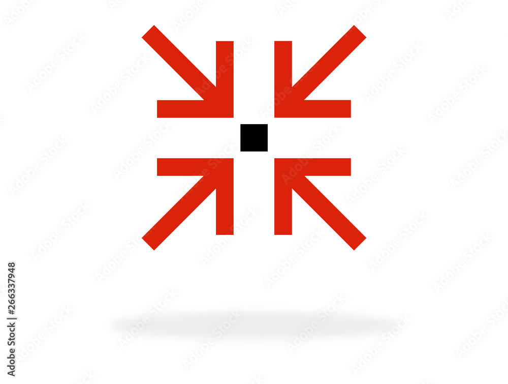 Obraz premium 4 Pfeile als Symbol für Treffpunkt