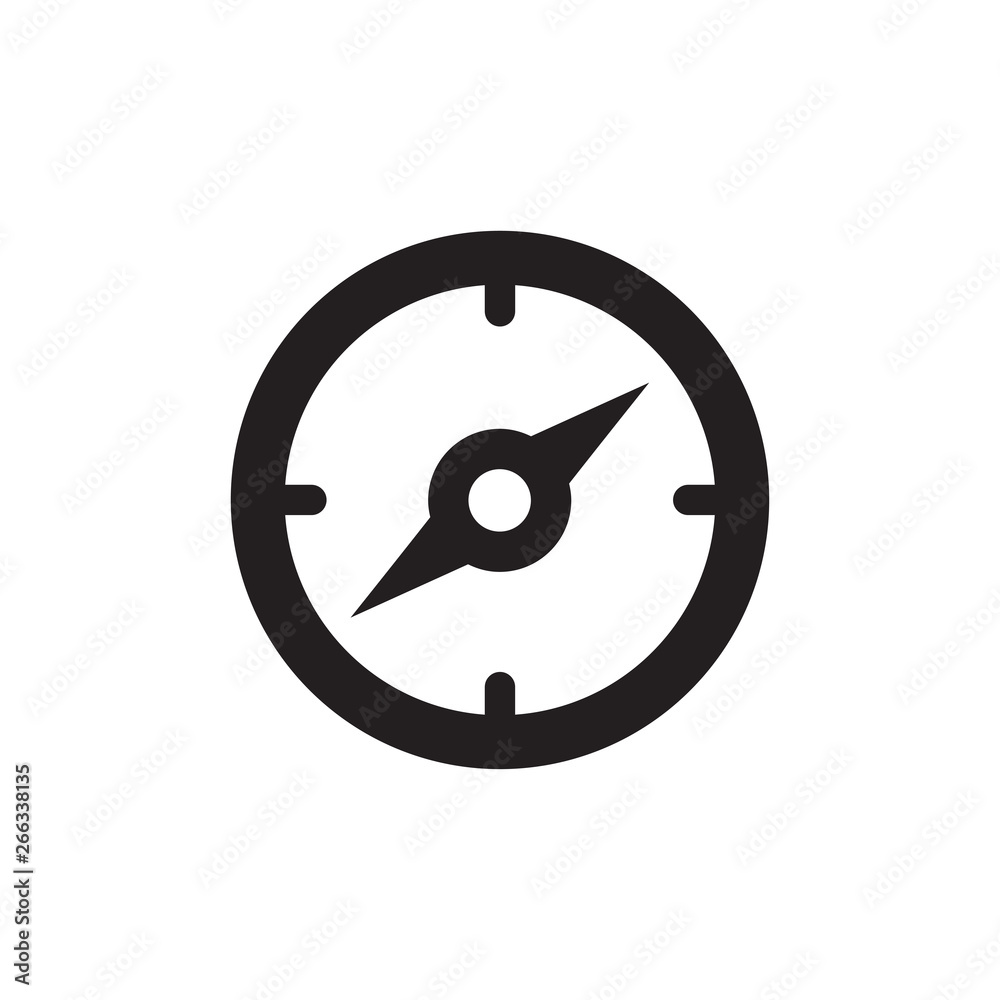 Compass Icon In Flat Style Vector Icon For Apps, UI, Websites. Black Icon Vector Illustration. Compass Icon In Flat Style Vector Icon For Apps, UI, Websites. Black Icon Vector Illustration.