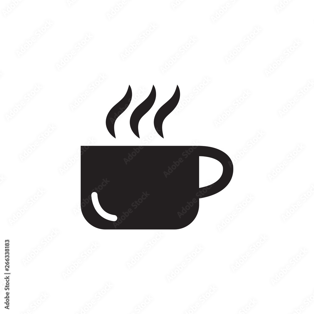 Coffee Cup Icon In Flat Style Vector Icon For Apps, UI, Websites. Black Icon Vector Illustration. Coffee Cup Icon In Flat Style Vector Icon For Apps, UI, Websites. Black Icon Vector Illustration.