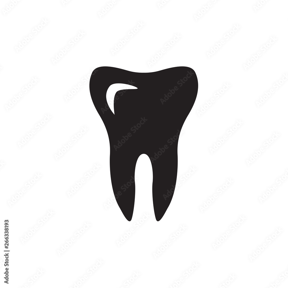 Tooth Icon In Flat Style Vector Icon For Apps, UI, Websites. Dental Black Icon Vector Illustration. Tooth Icon In Flat Style Vector Icon For Apps, UI, Websites. Dental Black Icon Vector Illustration.