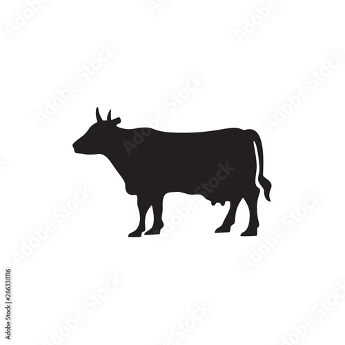 Cow Icon In Flat Style Vector Icon. Domestic Animals Black Icon Vector Illustration.