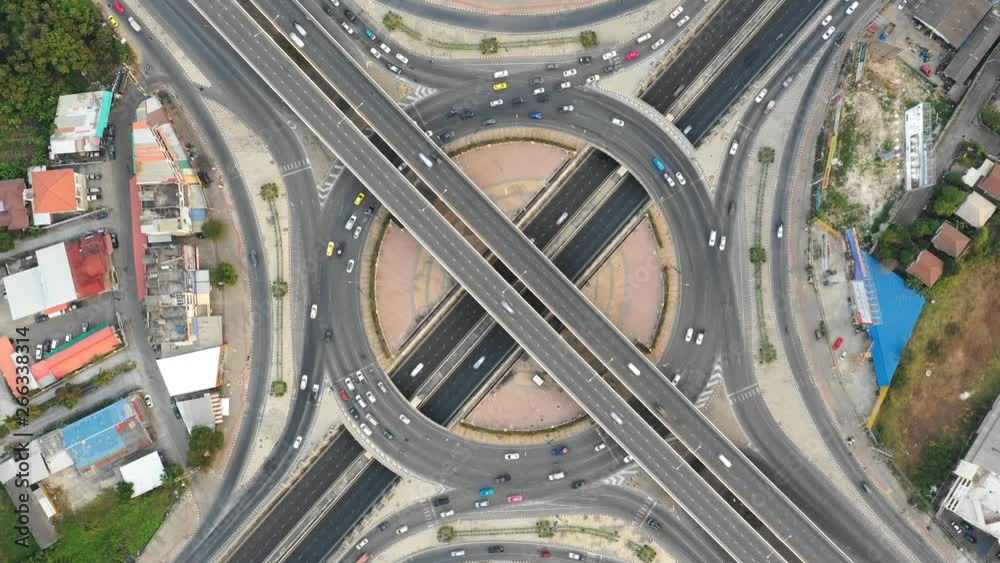 Time lapse,Hyper lapse , Of traffic on city streets in Thailand. Aerial view and top view Expressway with car lots. Time lapse,Hyper lapse , Of traffic on city streets in Thailand. Aerial view and top view Expressway with car lots.