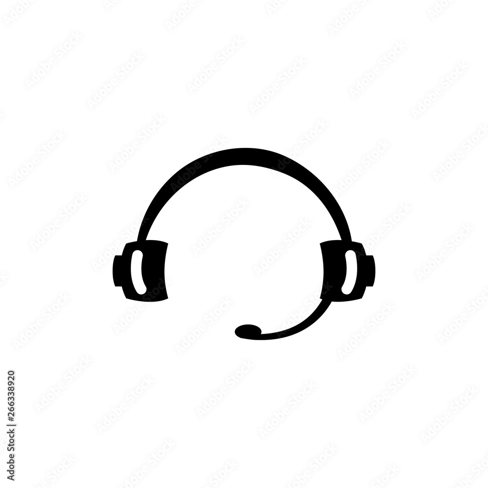 Headphone Icon In Flat Style Vector For App, UI, Websites. Black Icon Vector Illustration. Headphone Icon In Flat Style Vector For App, UI, Websites. Black Icon Vector Illustration.