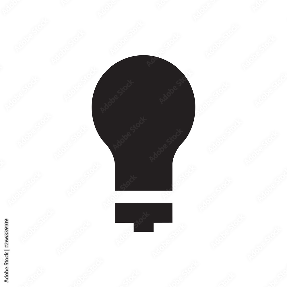 Light Bulb Icon In Flat Style Vector For App, UI, Websites. Black Icon Vector Illustration. Light Bulb Icon In Flat Style Vector For App, UI, Websites. Black Icon Vector Illustration.