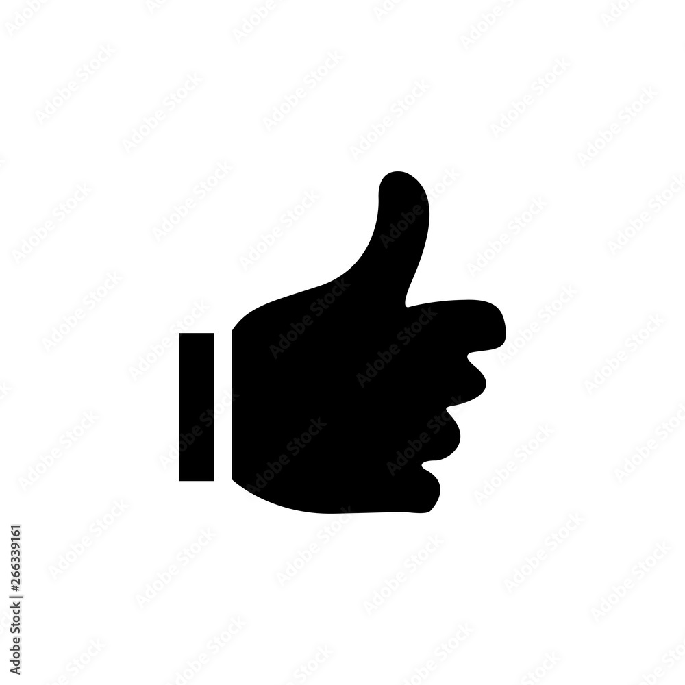Thumbs up Icon In Flat Style Vector For App, UI, Websites. Black Like Icon Vector Illustration.