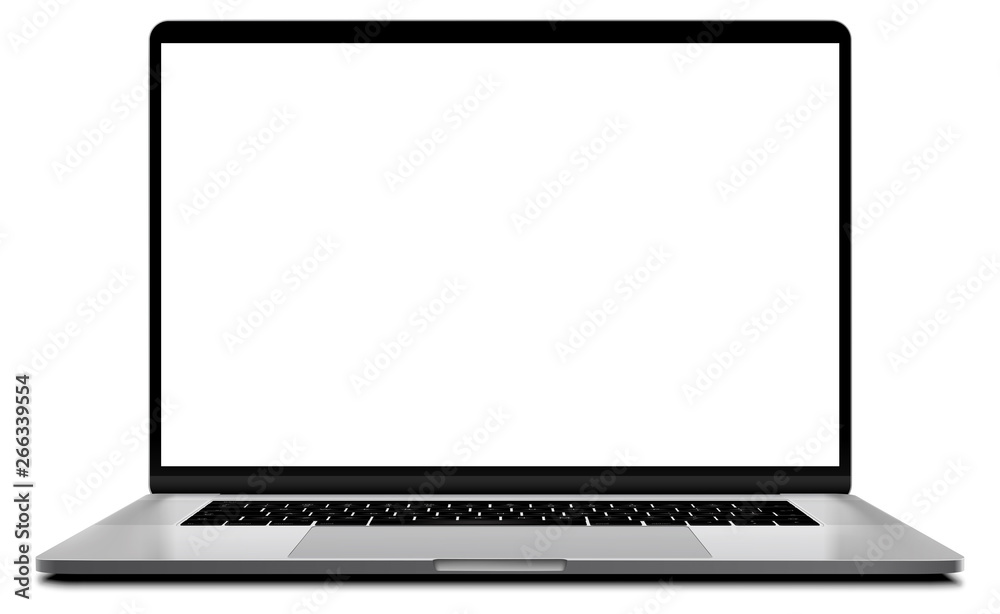 Laptop modern frameless with blank screen isolated on white background - super high detailed photorealistic esp 10 vector Laptop modern frameless with blank screen isolated on white background - super high detailed photorealistic esp 10 vector