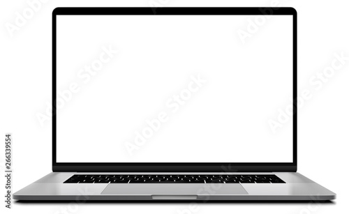 Laptop modern frameless with blank screen isolated on white background - super high detailed photorealistic esp 10 vector 