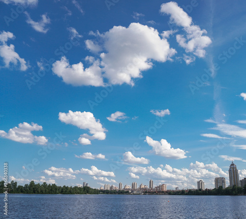Beautiful city of Kiev in the summer, spring. River Dnieper with a beautiful sky. Stock photo © subjob