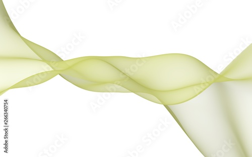 Yellow color scarf. Abstract yellow wave. Bright yellow ribbon on white background. Abstract yellow color smoke. Raster air background. 3D illustration © Plastic man