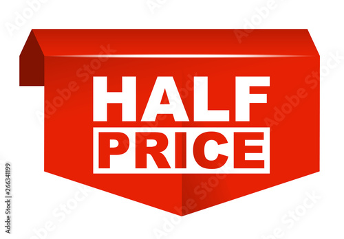 red vector banner half price