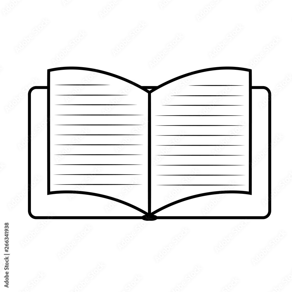 Open book icon with text on white background Open book icon with text on white background