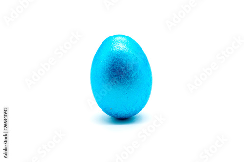 Blue easter egg isolated on white background