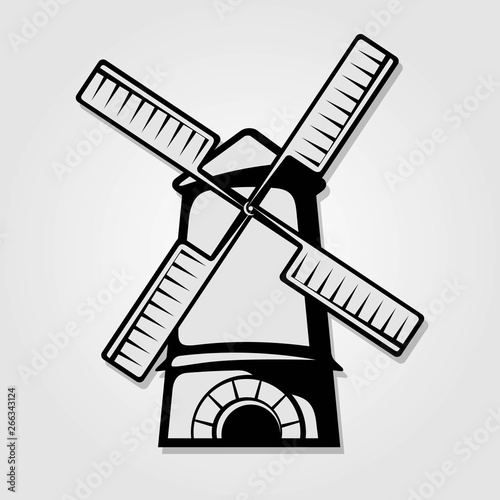 Windmill icon isolated on white background. Vector illustration