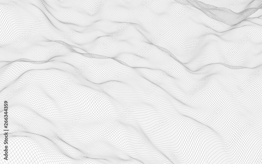 Abstract landscape on a white background. Cyberspace grid. hi tech network. 3d illustration Abstract landscape on a white background. Cyberspace grid. hi tech network. 3d illustration