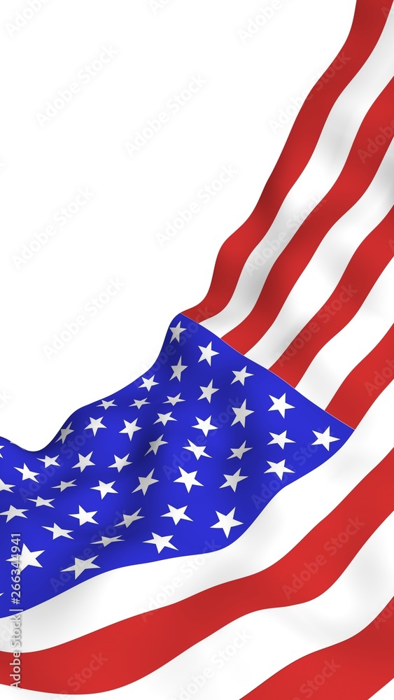 Obraz premium Waving flag of the United States of America. Stars and Stripes. State symbol of the USA. 3D illustration