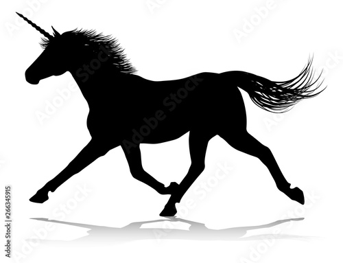 A unicorn silhouette mythical horned horse graphic