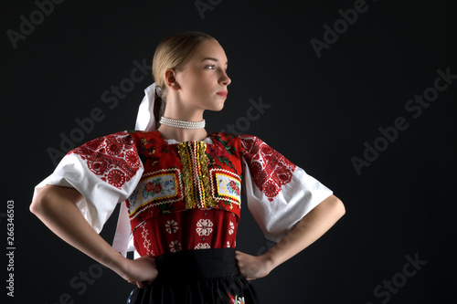 Slovak folklore. Slovakian folklore girl.  photo