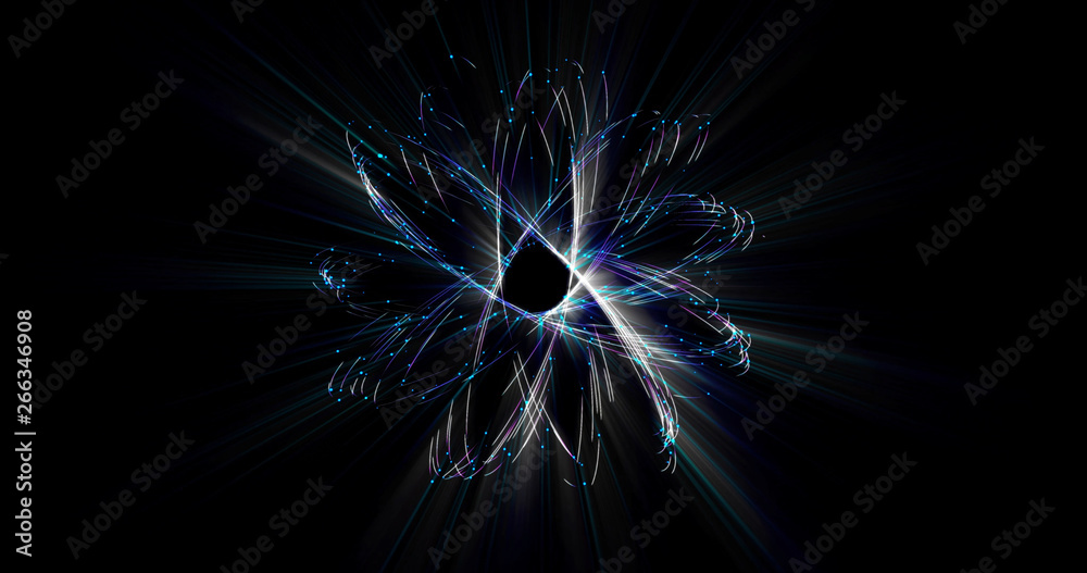Fototapeta premium Abstract atom array animation. Digital computer image. Generative picture. 3D illustration, 3D rendering.