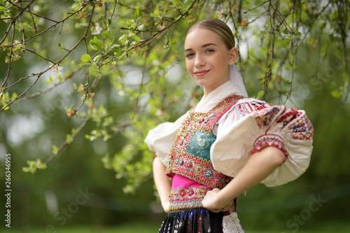 Fotografie, Tablou Slovak folklore. Slovakian folklore girl.