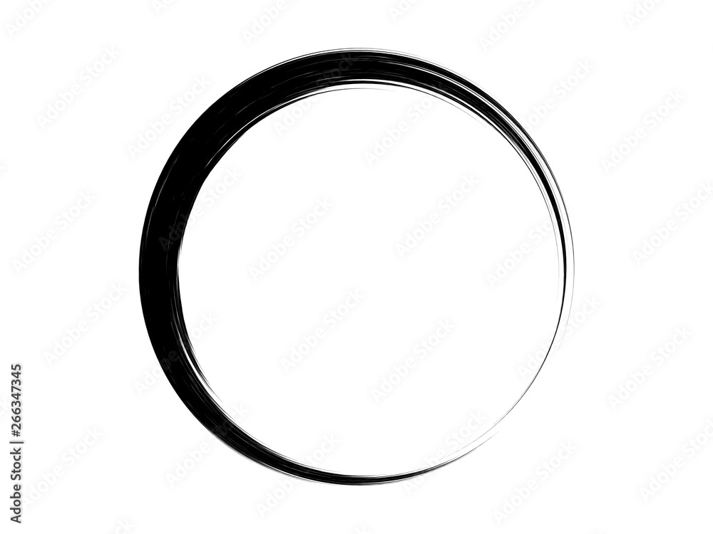 Grunge brush circle.Grunge oval shape made of black paint.