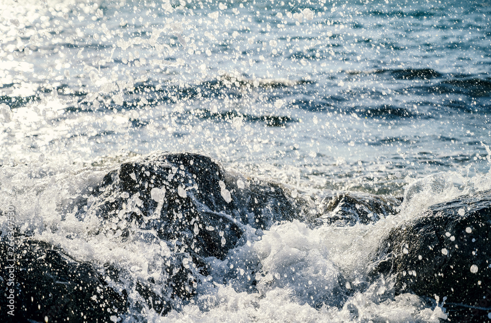 Waves at the seashore. Selective focus with shallow depth of field. Waves at the seashore. Selective focus with shallow depth of field.
