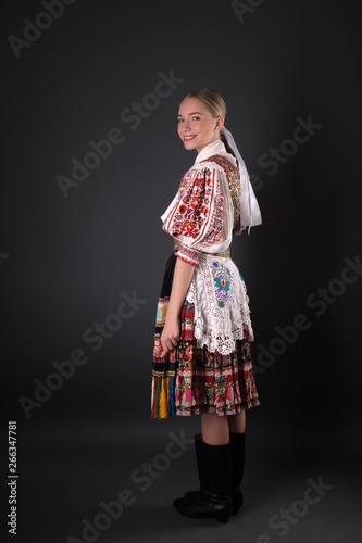 Slovak folklore. Slovakian folklore girl. 