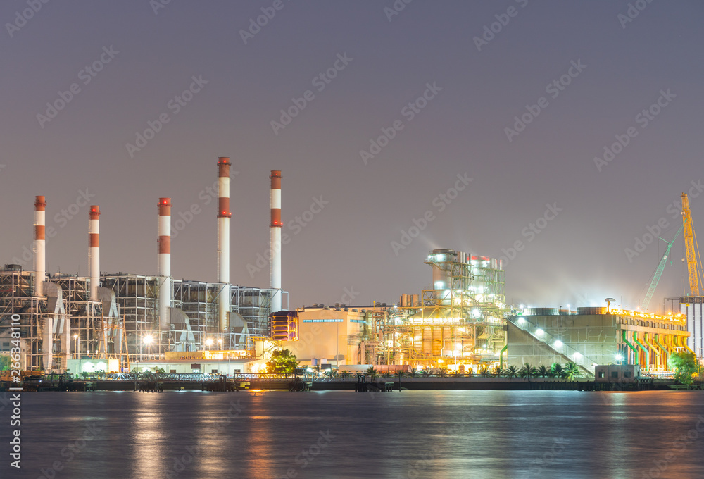Power plant during the evening